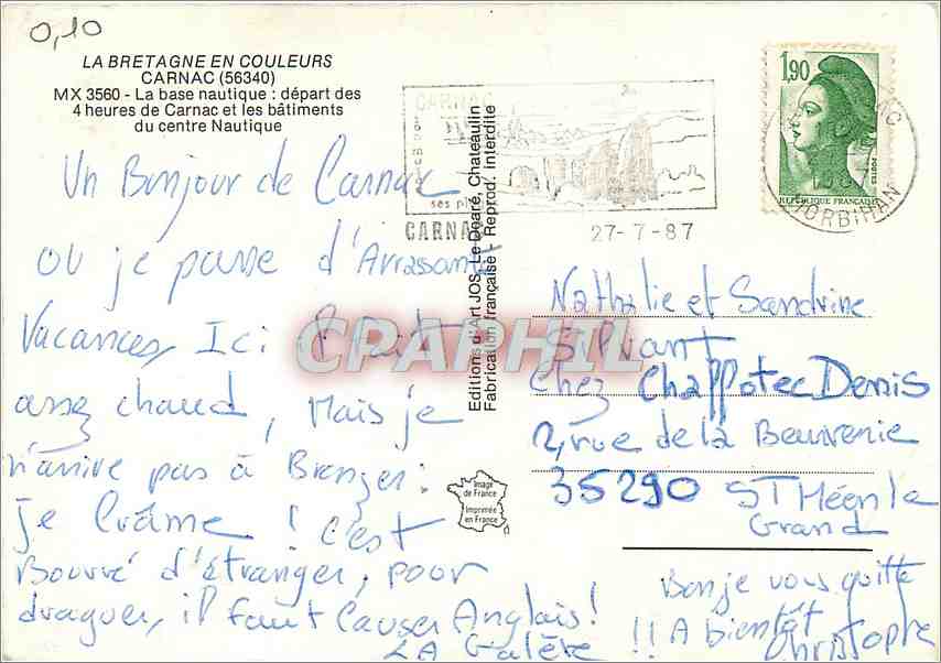 CPM Base Nautique Carnac  — Rückseite
