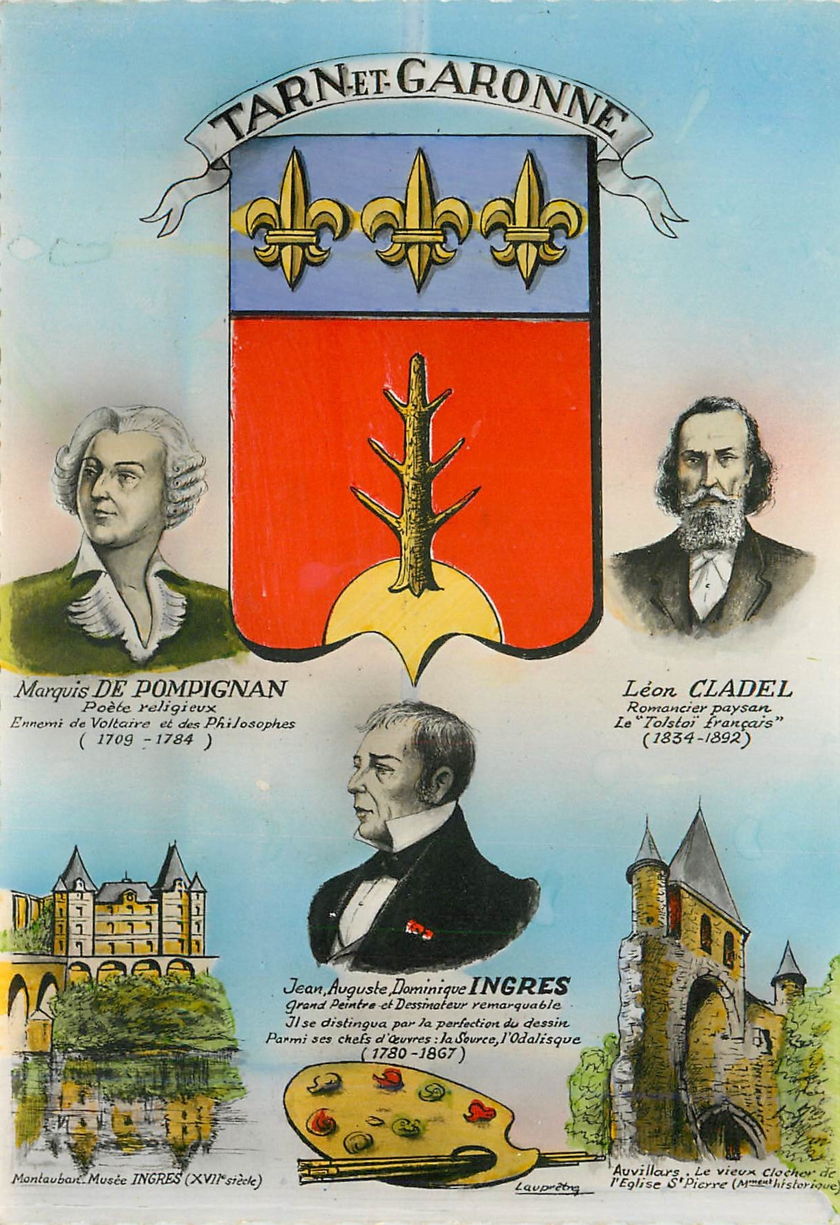 CPM Tarn et Garonne Marquis de Pompignan Leon Cladel Ingres