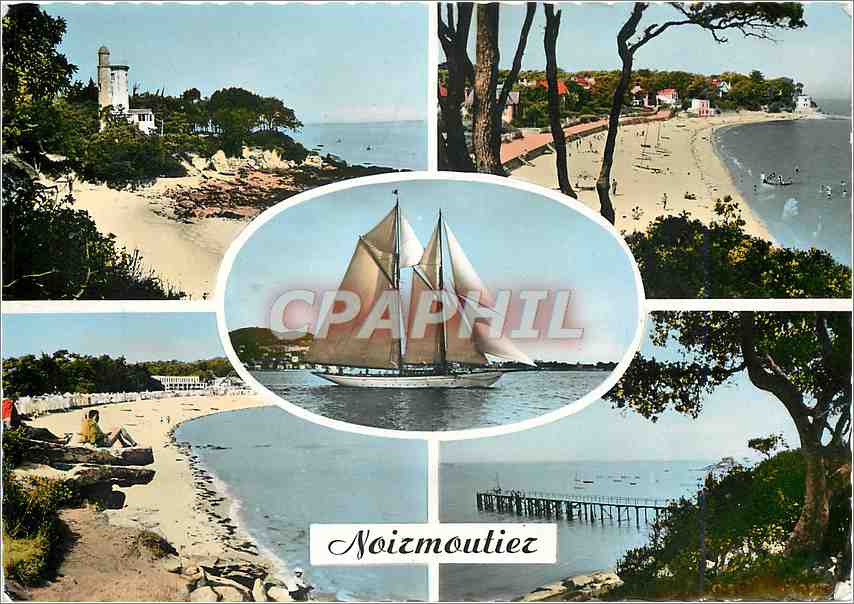CPM Ile de Noirmoutier Tour Plantier Plage des Souzeaux Plage des Dames La Jetee Bateau