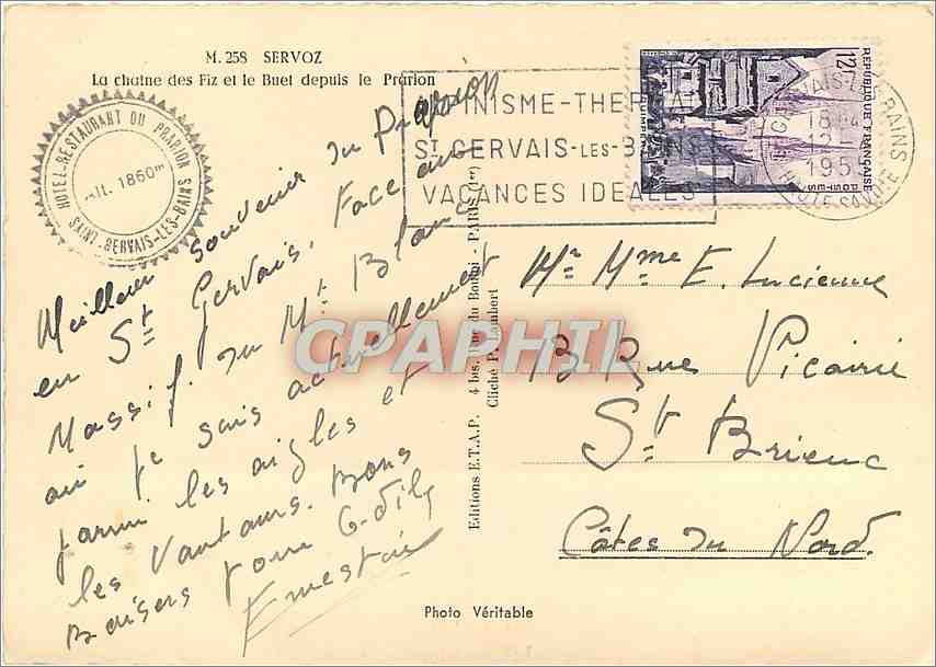 La chaîne des Fiz et le Buet depuis le Prarion — M. 258 — Éditions E.T.A.P. — Photo Véritable — Reverso