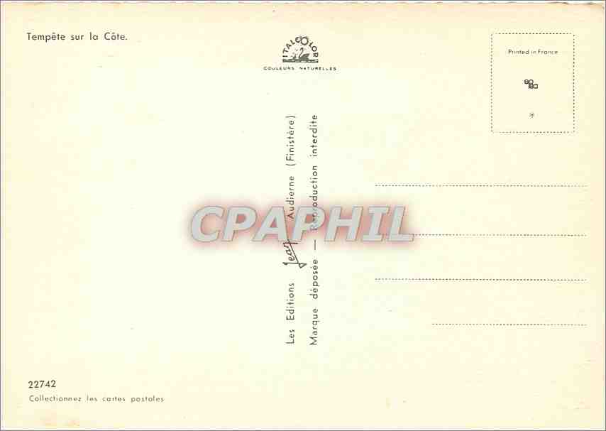 CPM Tempete sur la Cote  — Back