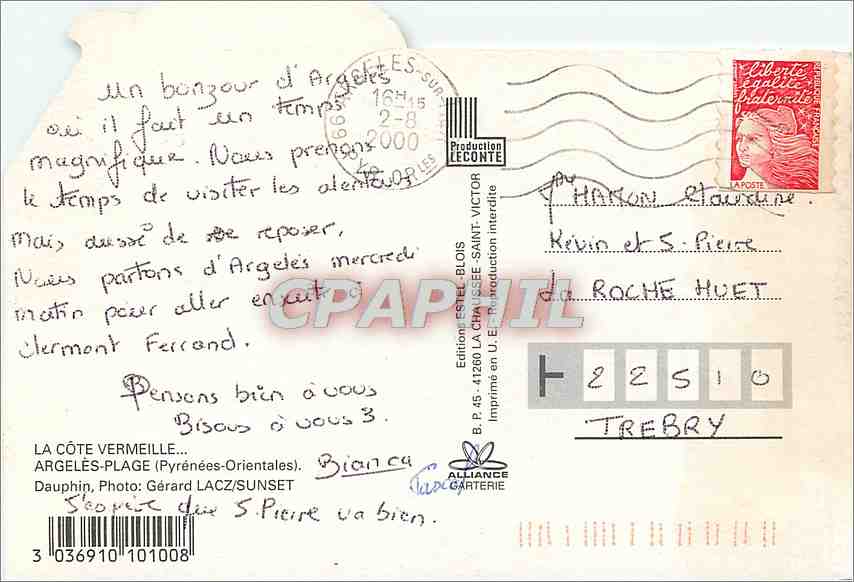 CPM La Cote Vermeille Argeles Plage Pyrenees Orientales Dauphin — Rückseite