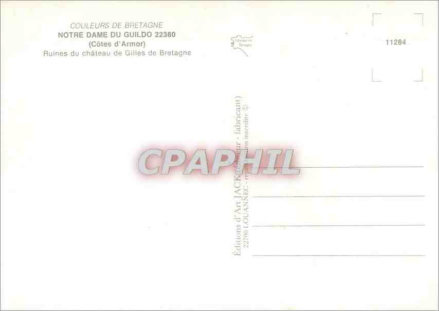 CPM Notre Dame du Guildo Ruines du Chateau de Gilles de Bretagne  — Rückseite