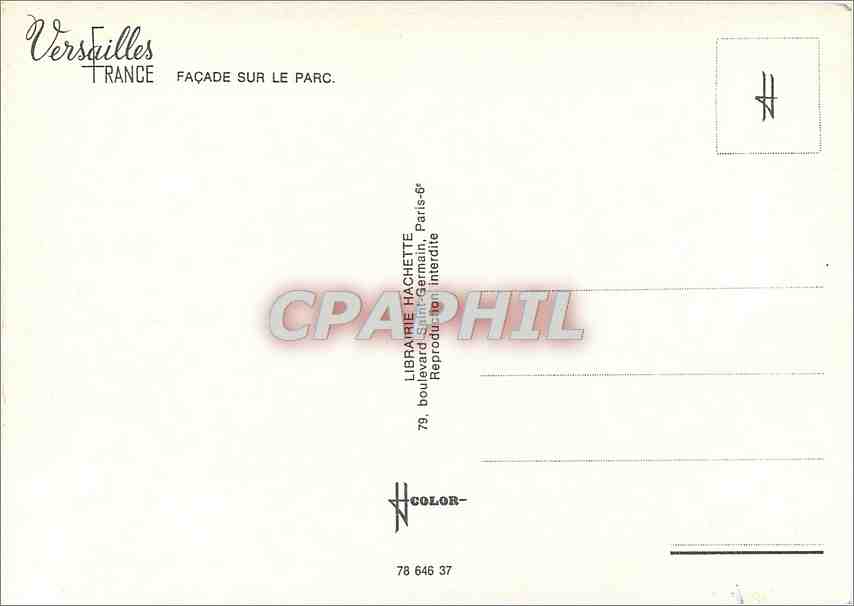 CPM Versailles Facade sur le Parc  — Verso