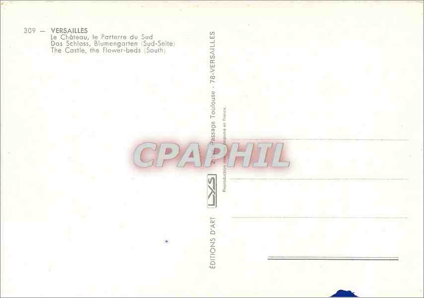 CPM Versailles Le Chateau le Parterre du Sud  — Verso