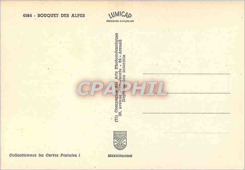 CPM Bouquet des Alpes  — Back