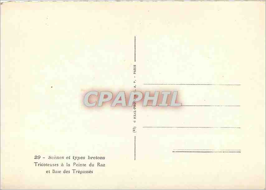 CPM Scenes et Types Bretons Tricoteuses a la Pointe du Raz et Baie des Trepasses  — Rückseite