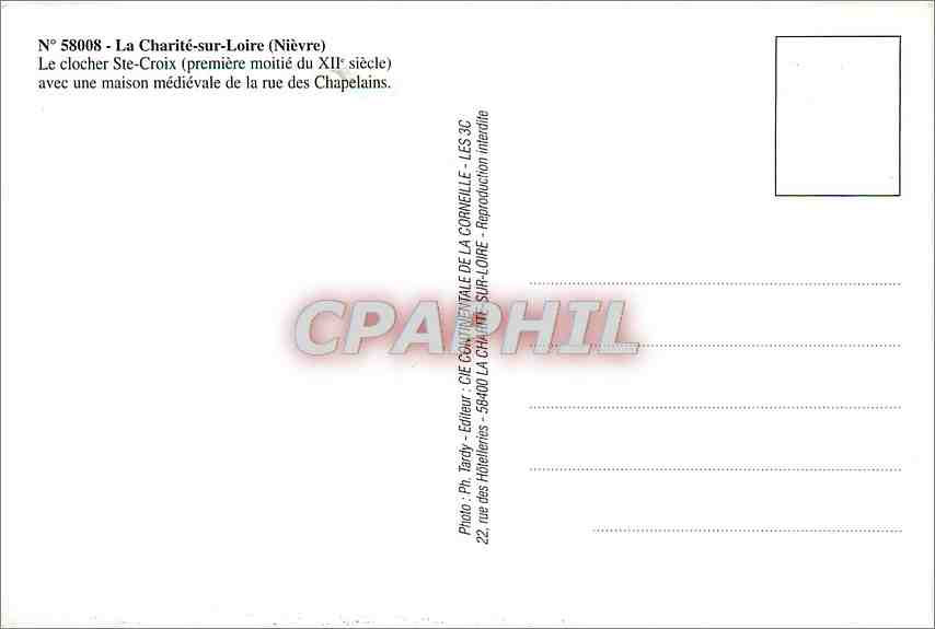 CPM La Charite sur Loire Nievre Le Clocher Ste Croix  — Rückseite