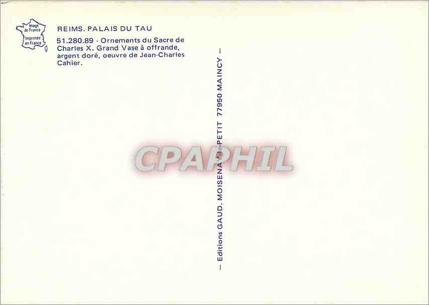 CPM Reims Palais du Tau Ornements du Sacre de Charles X  — Rückseite