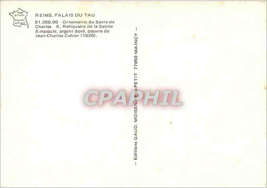CPM Reims Palais du Tau Ornements du Sacre de Charles X  — Rückseite