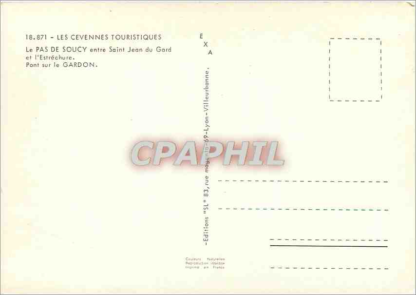 CPM Le Pas de Soucy entre Saint Jean du Gard et l'Estrechure Pont sur le Gardon  — Rückseite