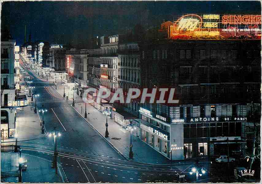 CPM Marseille B du R La Canebiere La Nuit 