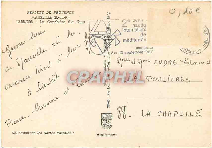 CPM Marseille B du R La Canebiere La Nuit  — Rückseite