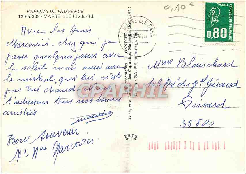 CPM Marseille B du R Peche Sardine — Verso
