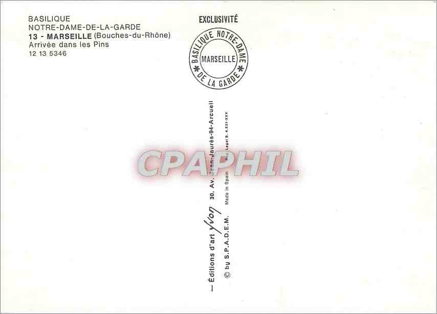 CPM Marseille Bouches du Rhone Arrivee dans les Pins  — Rückseite