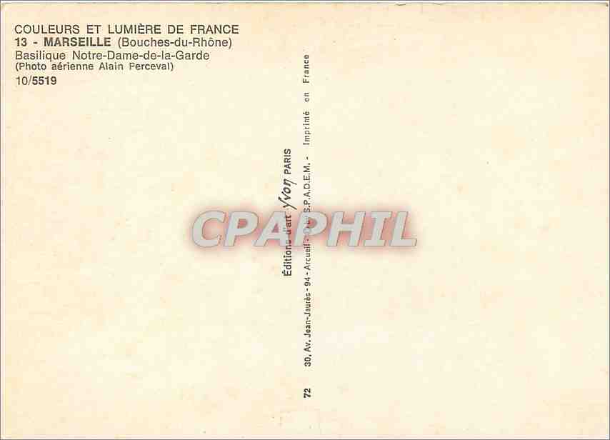 CPM Marseille Bouches du Rhone Basilique Notre Dame de la Garde  — Rückseite
