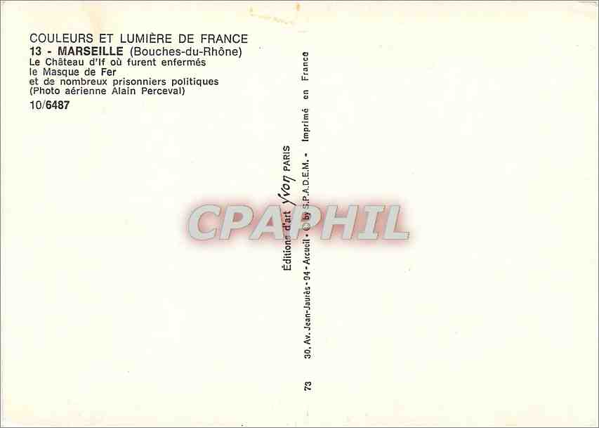 CPM Marseille Bouches du Rhone Le Chateau d'If ou furent enfermes le Masque de Fer  — Rückseite