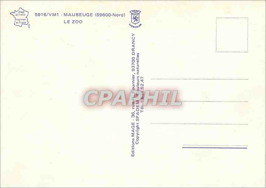 CPM Maubeuge Le Zoo Giraffe Elephant Ours Blanc — Back