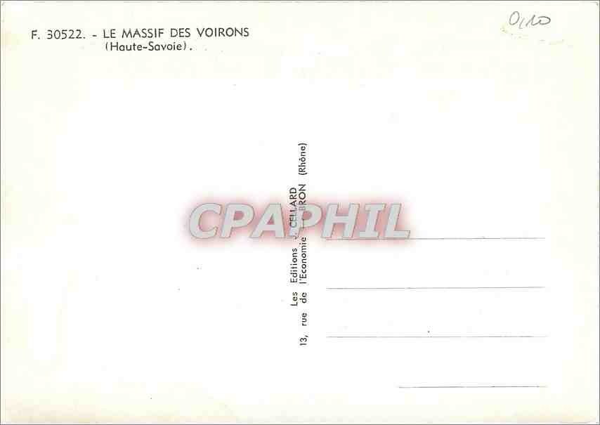 CPM Le Massif des Voirons Haute Savoie  — Back