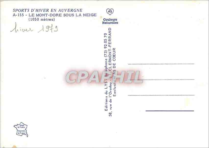 CPM Le Mont Dore sous La Neige  — Verso