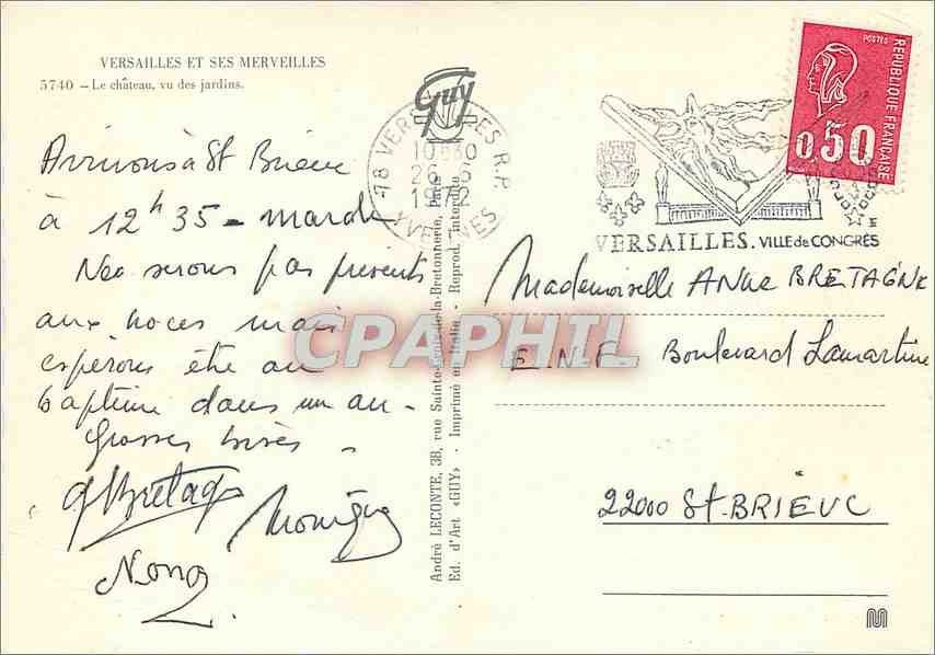 Versailles — Le château vu des jardins — Éd. d'Art GUY, n° 5740 — Reverso