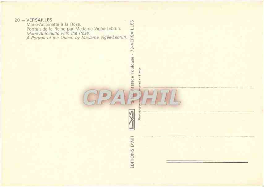 CPM Versailles Marie Antoinette a la Rose  — Verso
