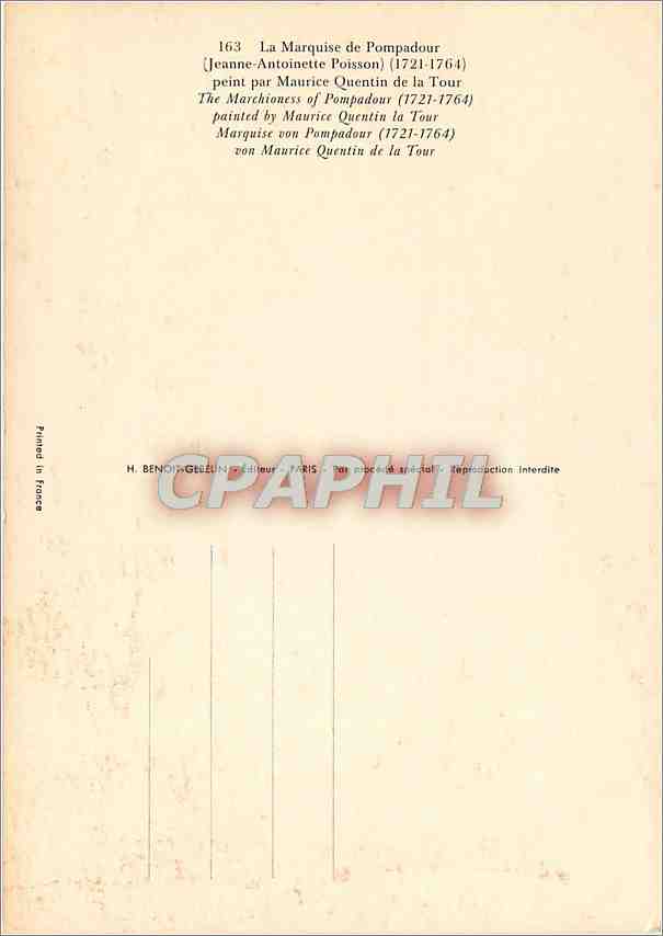 CPM La Marquise de Pompadour Jeanne Antoinette Poisson  — Verso
