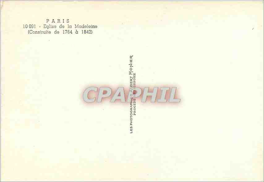 CPM Paris Eglise de la Madeleine  — Rückseite