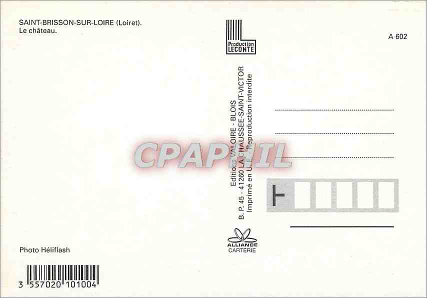 CPM Saint Brisson sur Loire Loiret Le Chateau  — Rückseite