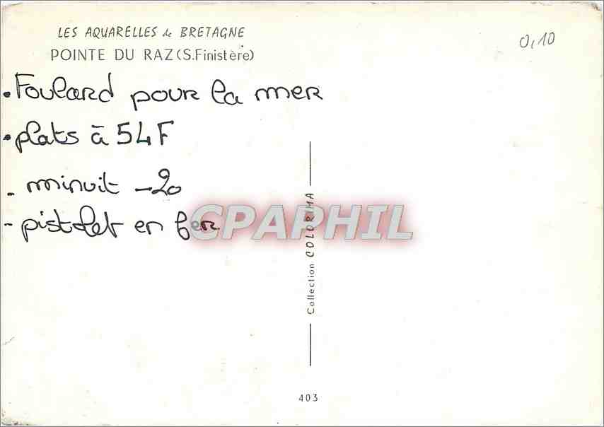 CPM Pointe du Raz S Finistere  — Rückseite