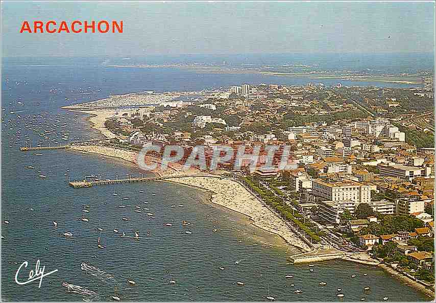 CPM Arcachon Vue generale sur les Plages et les Jetees 