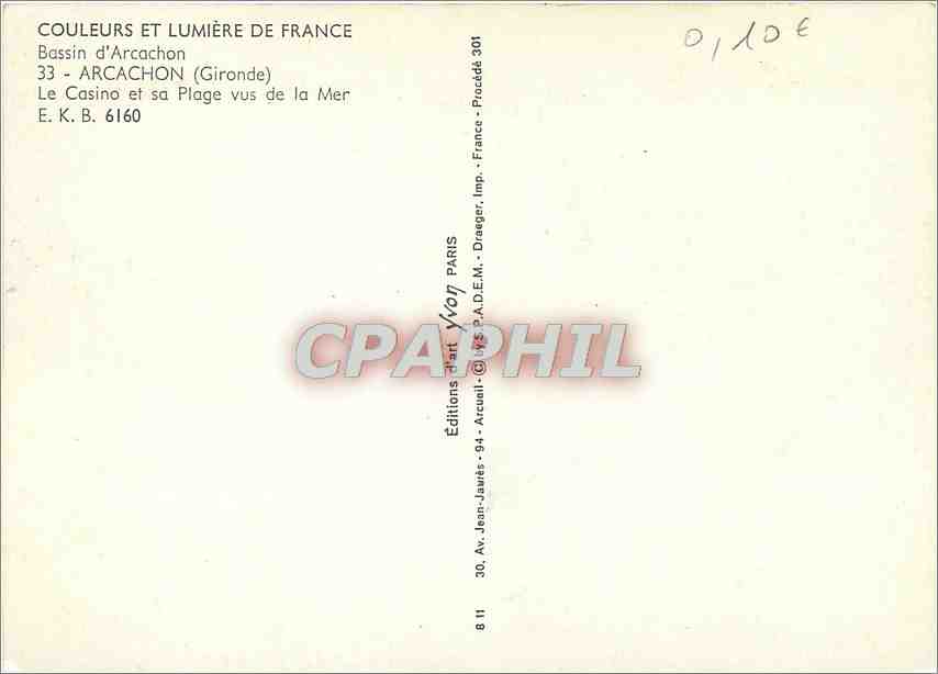 CPM Bassin d'Arcachon Gironde Le Casino et sa Plage vus de la Mer  — Rückseite