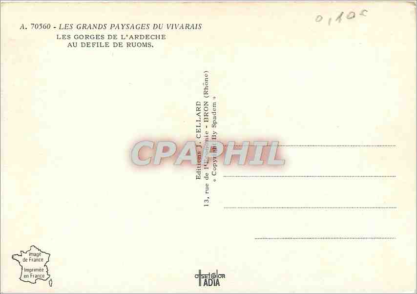 Les Gorges de l'Ardeche — Au Défile de Ruoms — Éditions T. Cellard — Back