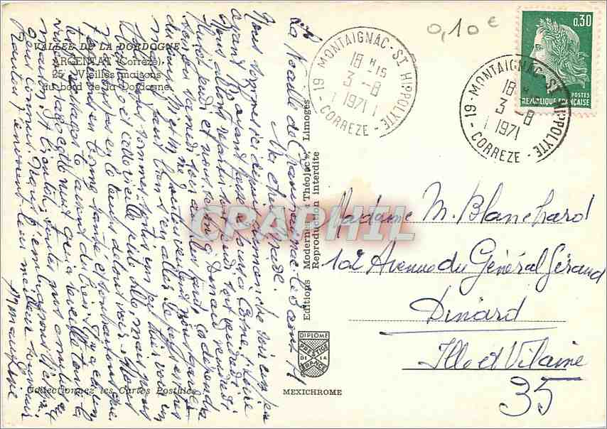 CPM Vallee de la Dordogne Argentat (Correze) au bord de la Dordogne — Rückseite