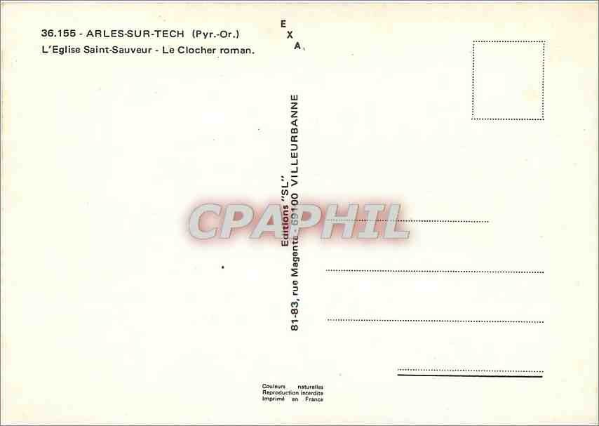 CPM Arles sur Tech (Pyr Or) L'Eglise Saint Sauver le Clocher roman — Verso