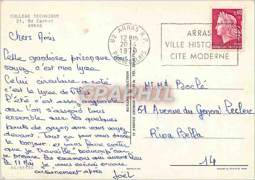 Arras — Lycée de Filtz — Collège Technique — CPAHIL — Reverso