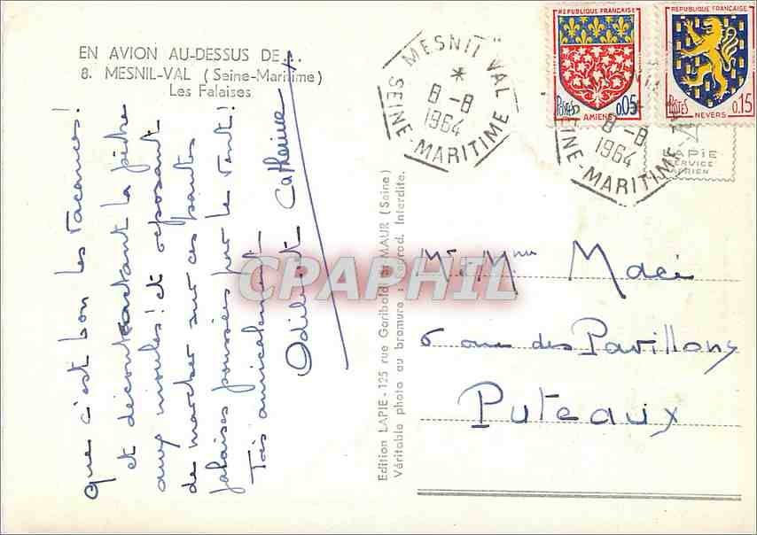 CPM Mesnil Val (Seine Maritime) Les Falaises — Rückseite
