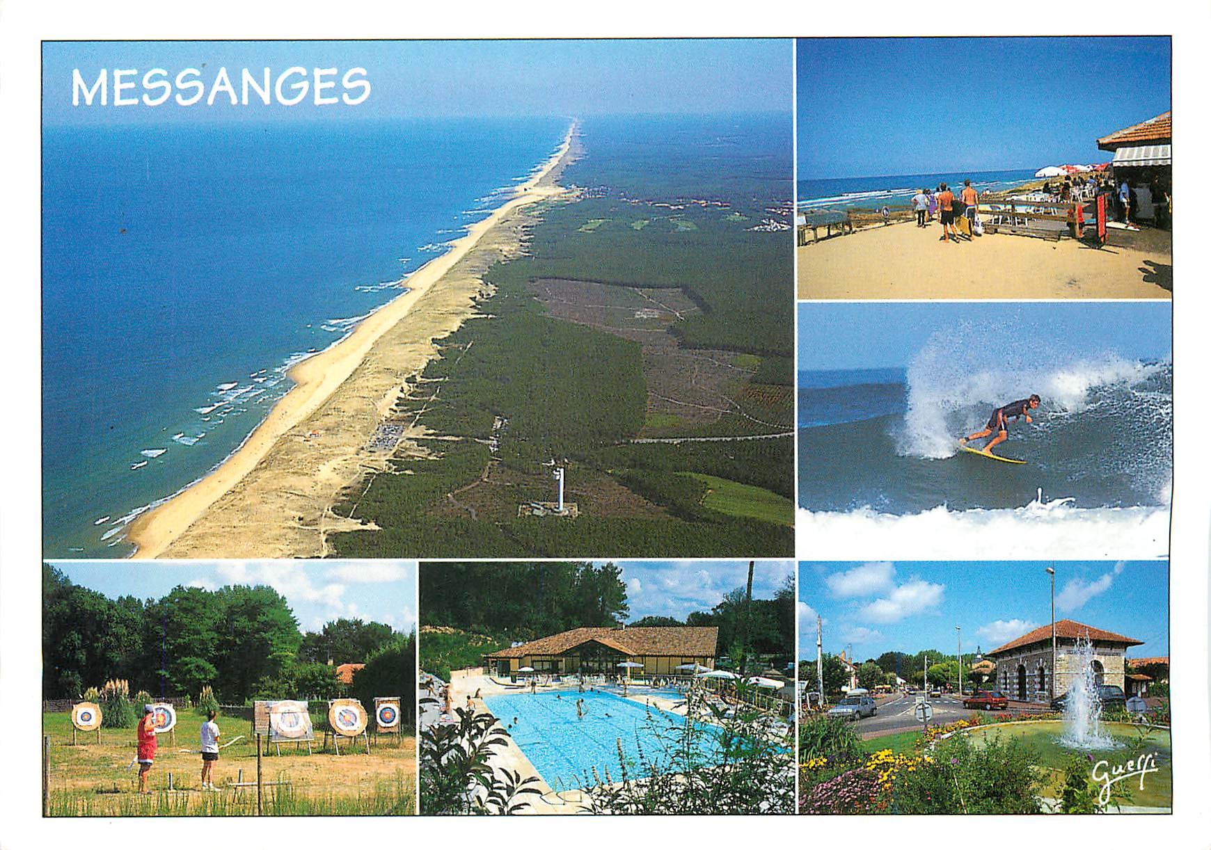 CPM Paysages des Landes Messanges Vue Aerienne la cote l'ocean Atlantique la plage surf tir a l'arc