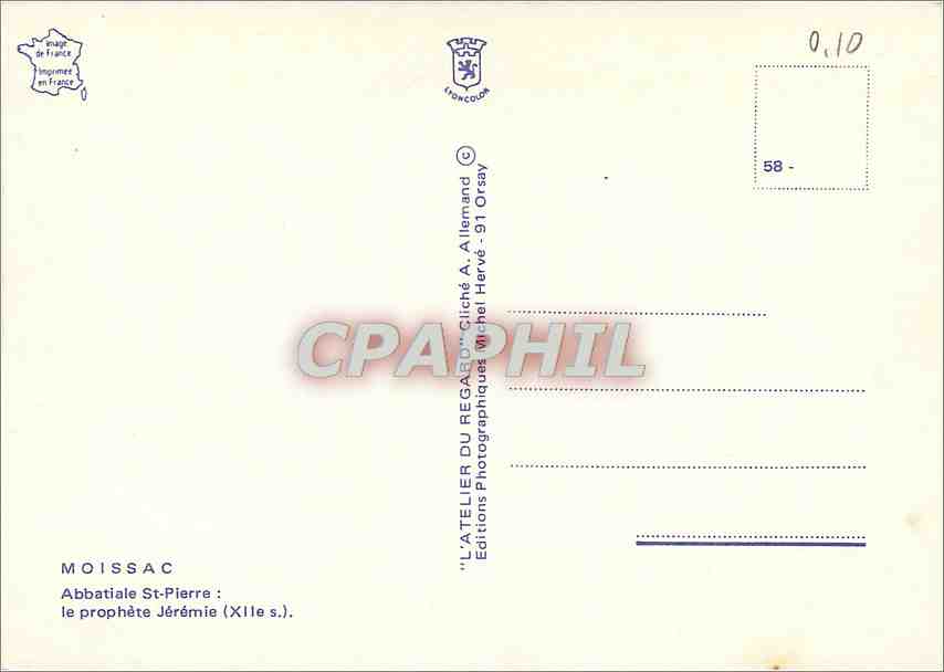 CPM Moissac Abbatiale St Pierre le prophete Jeremie (XIIe s) — Rückseite