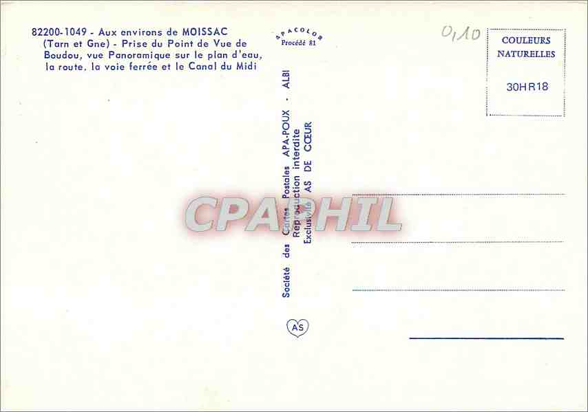 CPM Aux environs de Moissac (Tarn et Gne) Prose du Point de Vue de Boudou — Rückseite