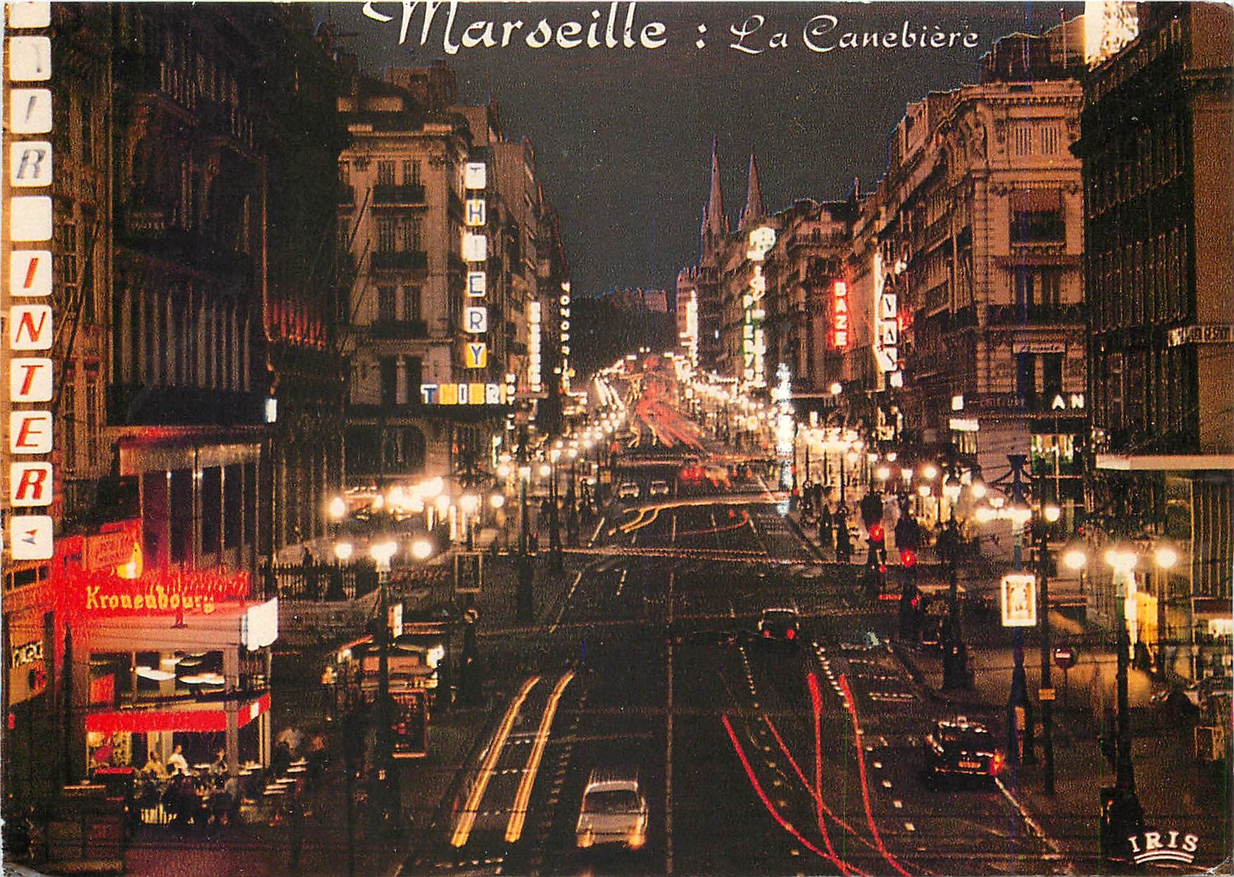 CPM Refelts de Provence Marseille (B du Rh) La Canebiere la nuit