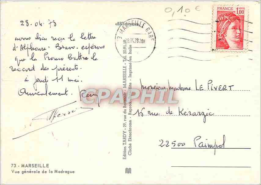 CPM Marseille Vue generale de la Madrague — Rückseite