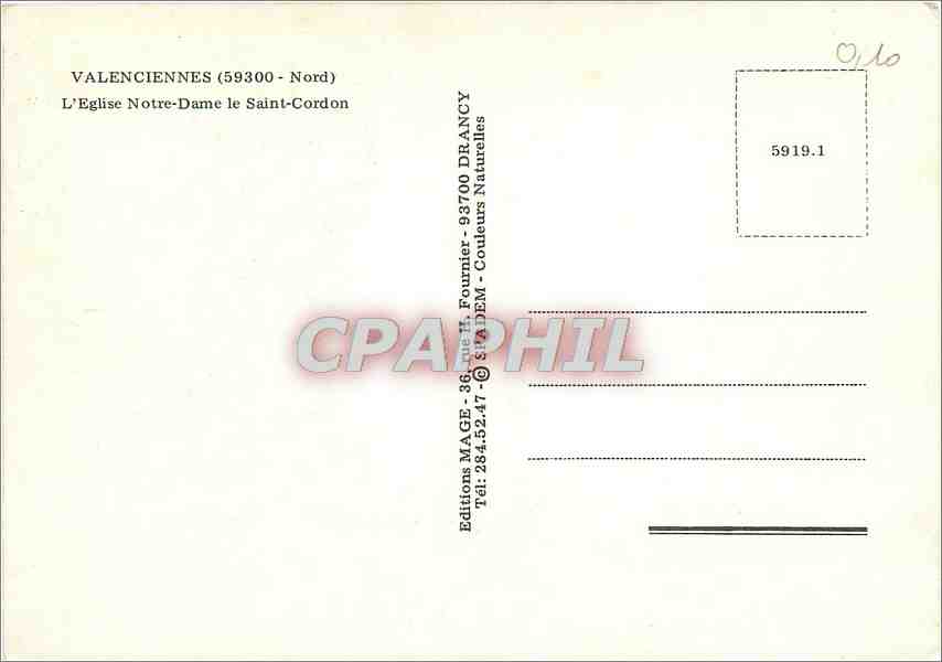 Valenciennes (59300 - Nord) — L'Église Notre-Dame le Saint-Cordon — Éditions MAGE - 36, rue H. Fournier - Drancy — Verso
