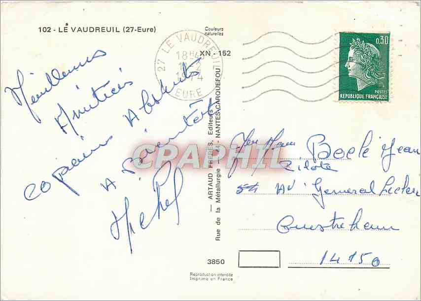 CPM Le Vaudreuil (Eure) — Rückseite
