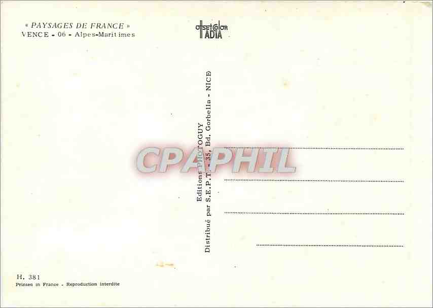 CPM Paysage de France Vence A M — Rückseite