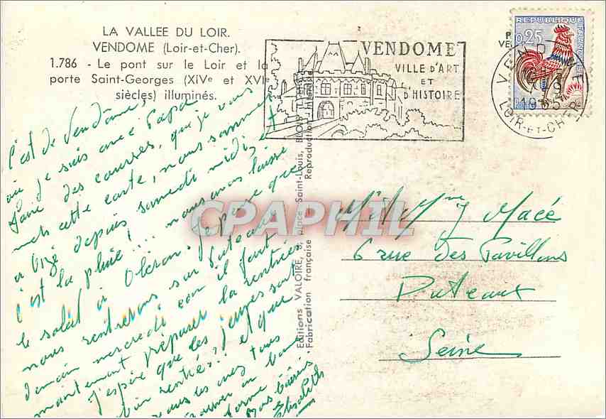 CPM La Vallee du Loir Vendome (Loir et Cher) Le pont sur le Loir et la porte Saint Georges (XIVe et  — Rückseite