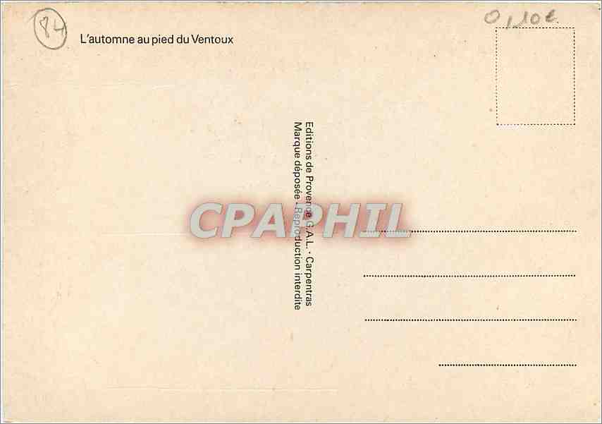CPM L'automne au pieds du Ventoux — Rückseite