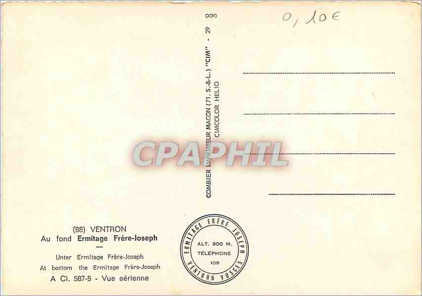 CPM Ventron au fond Ermitage Frere Joseph — Back