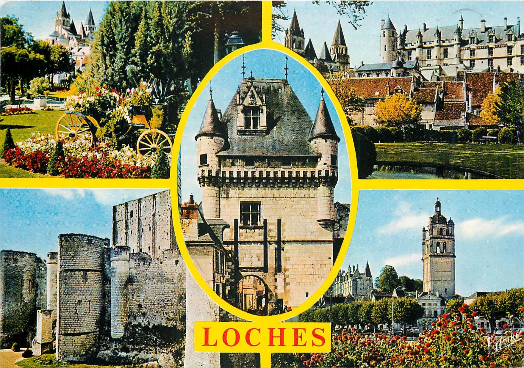 CPM Les Merveilles du Val de Loire Loches (Indre et Loire) Le jardin public et l'eglise