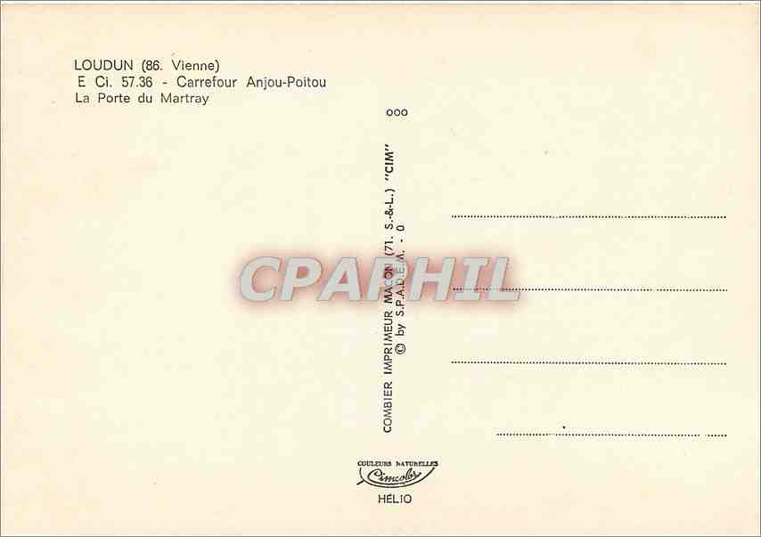 CPM Loudun (Vienne) Carrefour Anjou Poitou la Porte du Martray — Back
